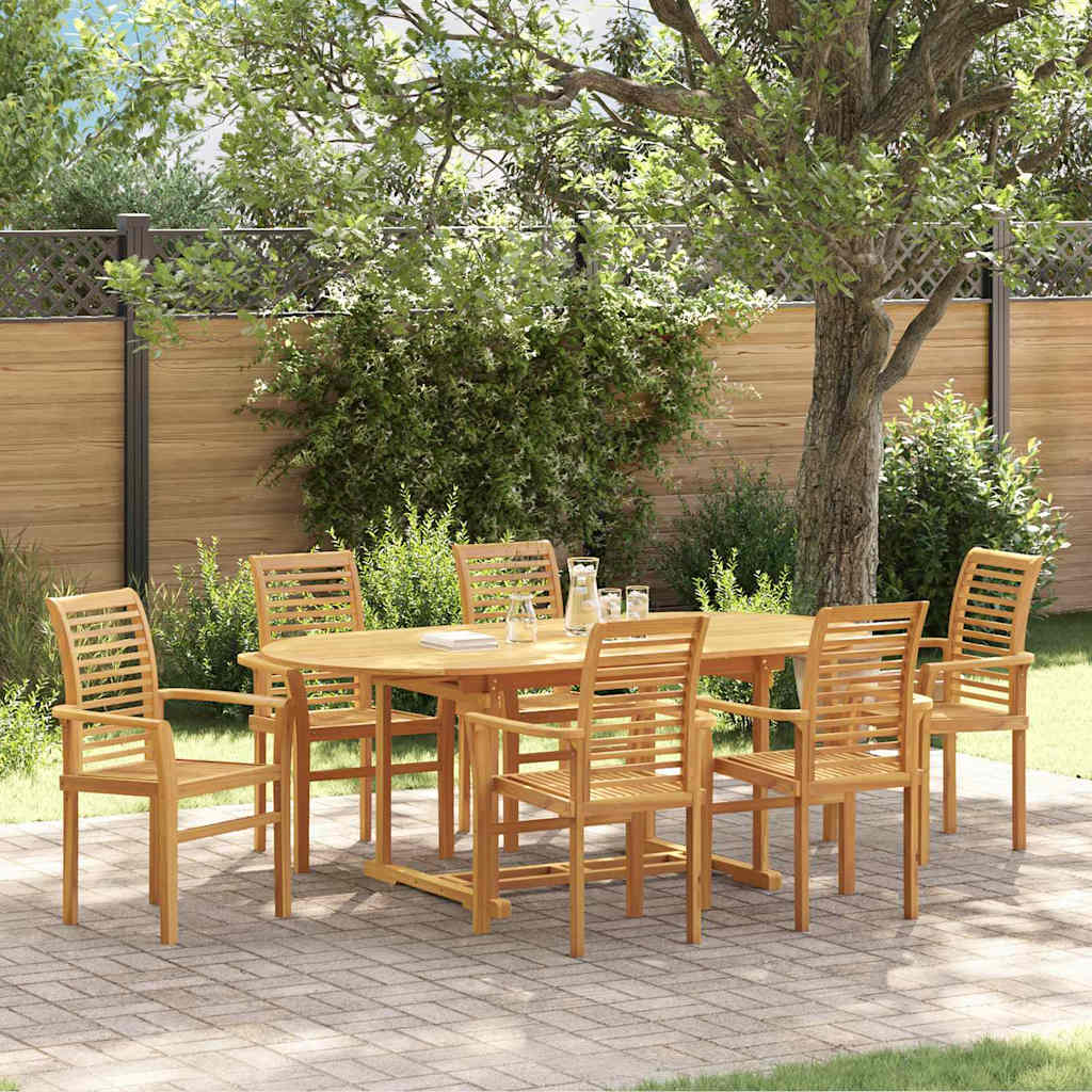 Garden Dining Set 7 pcs Brown 200 x 100 x 75 cm Solid teak wood